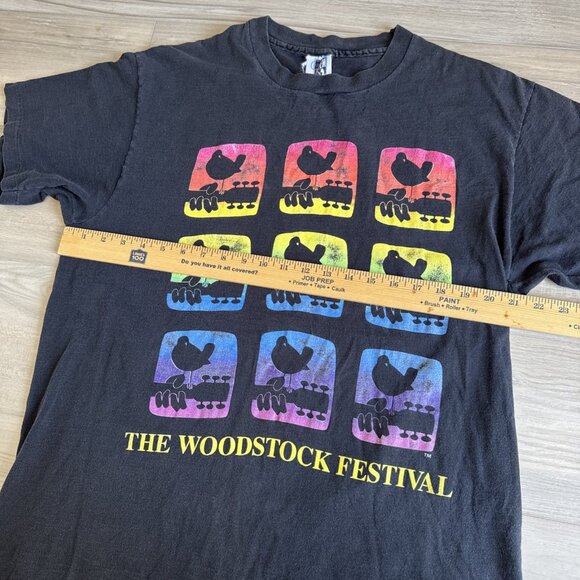 Woodstock Festival Vintage 90s T Shirt Mens XL EM Great Entertainment Black Crow - Picture 5 of 11